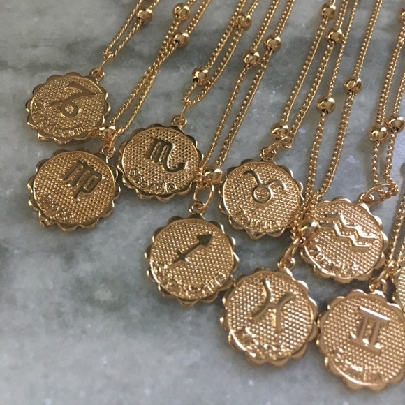 Zodiac Sign Astrological Beaded Gold Necklace - Picture 11 of 12